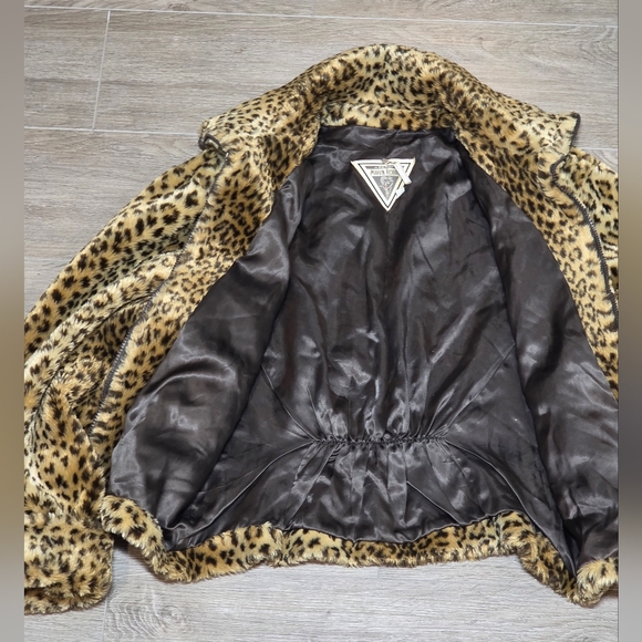 Vintage 90's J Percy For Marvin Richards  Leopard Faux Fur Waist Coat Sz Large - Picture 2 of 10